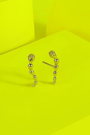 Gold Finish Morph Stud Earrings In Sterling Silver