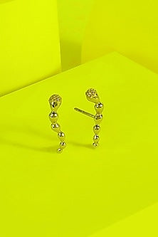 Gold Finish Morph Stud Earrings In Sterling Silver
