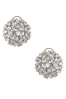 Silver Finish Zircons Stone Jaal Earrings