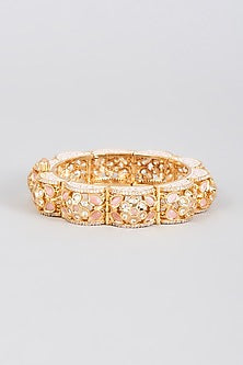 Gold Finish Kundan Polki & Diamond Enamelled Bracelet