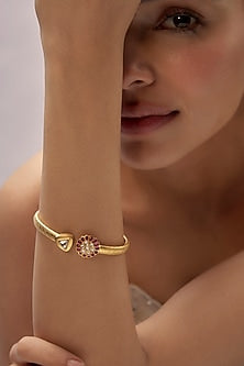 Gold Finish Ruby Synthetic Stones Bracelet