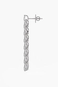 14kt White Gold Finish Lab Grown Marquise & Pear-Cut Diamond Long Earrings