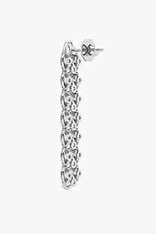 14kt White Gold Finish Lab Grown Marquise & Pear-Cut Diamond Long Earrings