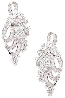 Silver Finish White Zircons Earrings