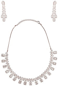 Rose Gold Finish Zircons Necklace Set