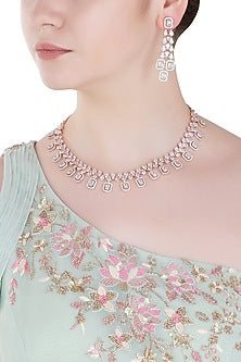 Rose Gold Finish Zircons Necklace Set
