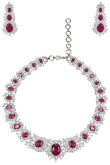 White Gold Finished Faux Ruby Necklace