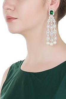 White Gold Finished Chandelier Earrings