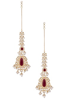 Gold Finished Long Kundan Earrings