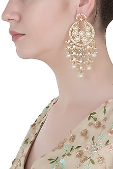 Gold Finished Dangling Pearl Earrings