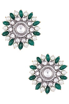 Antique Finished Oversized Kundan Earrings