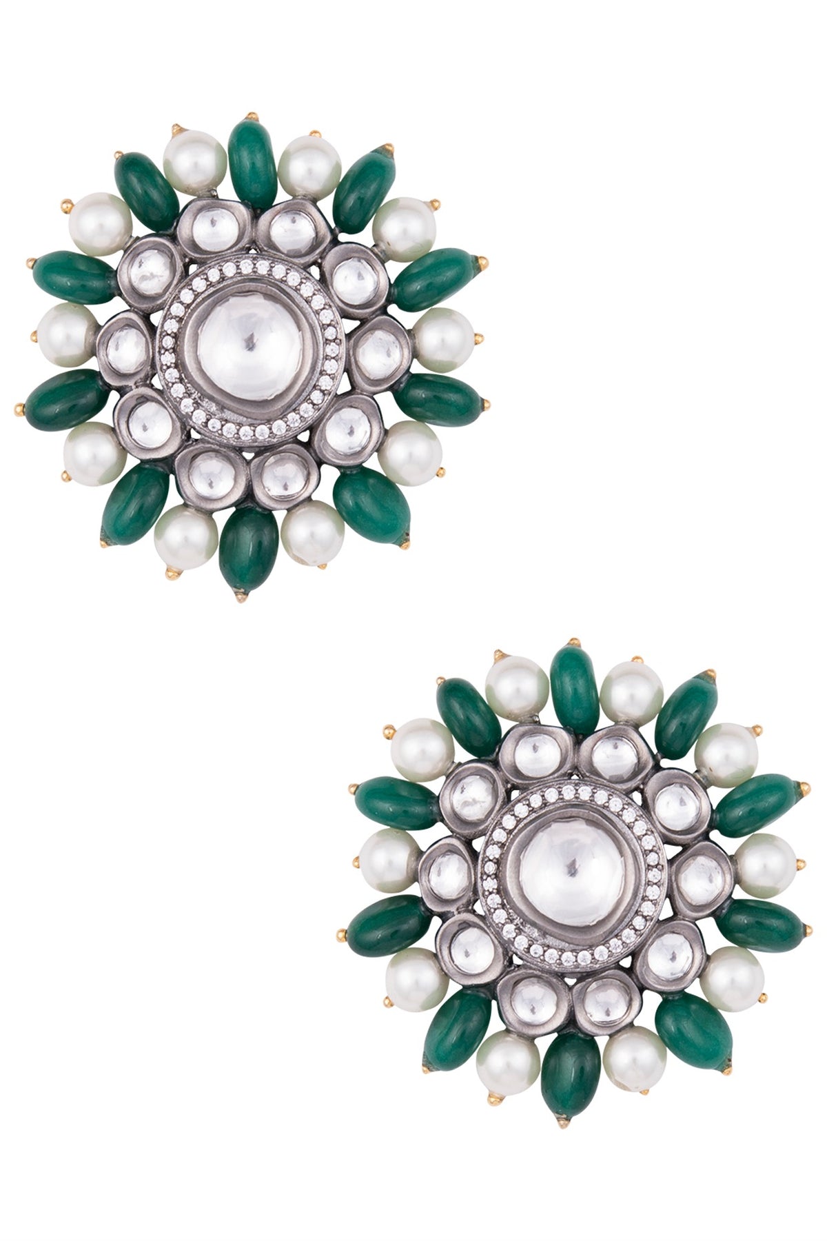 Antique Finished Oversized Kundan Earrings