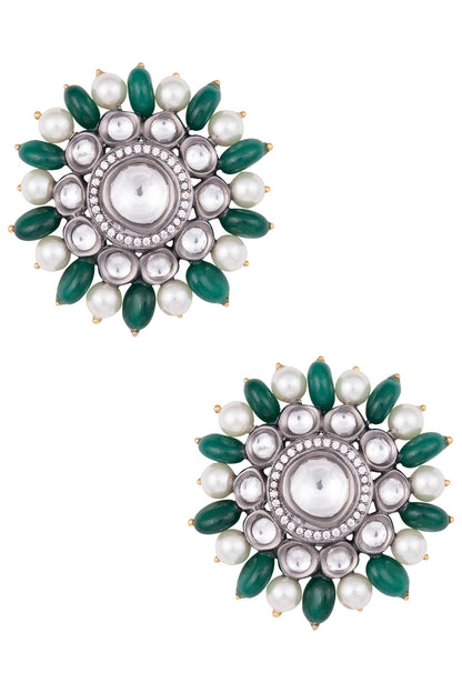 Antique Finished Oversized Kundan Earrings