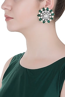 Antique Finished Oversized Kundan Earrings