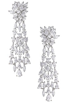 Silver White Zircon Dangler Earrings