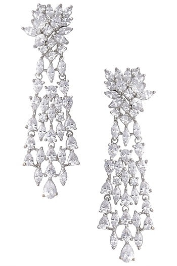 Silver White Zircon Dangler Earrings