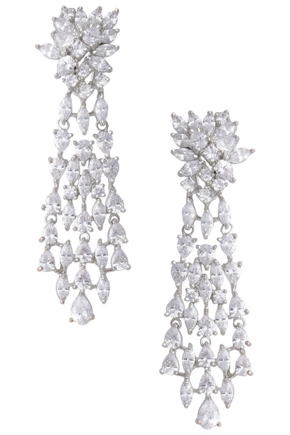 Silver White Zircon Dangler Earrings