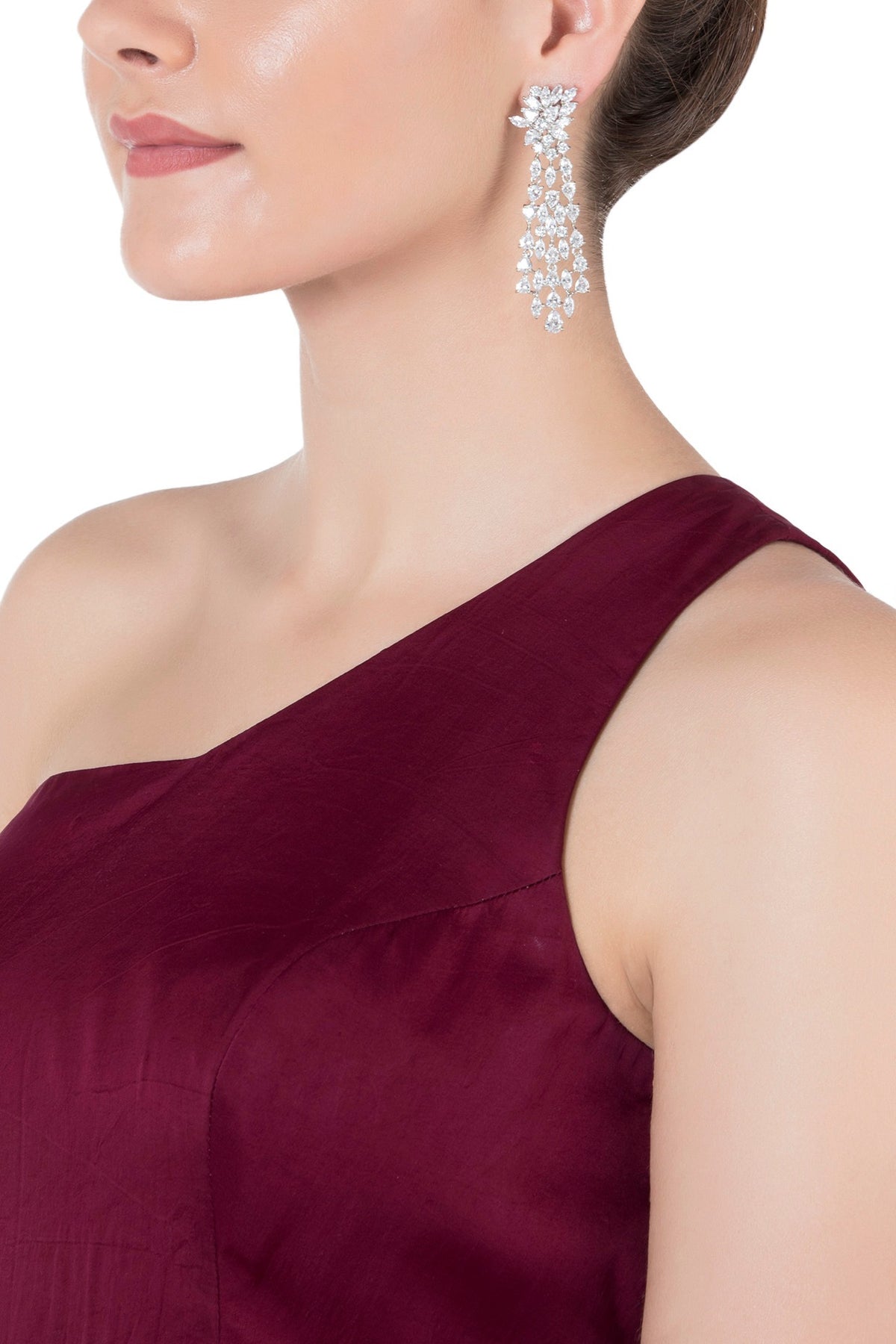 Silver White Zircon Dangler Earrings