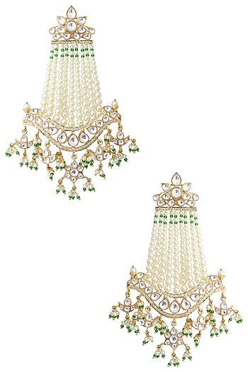 Gold Kundan Dangler Earrings