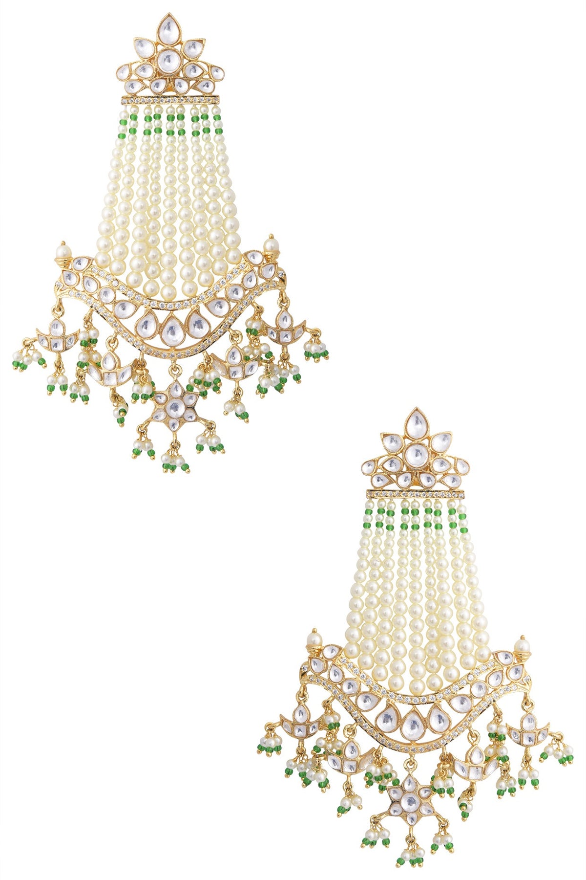 Gold Kundan Dangler Earrings