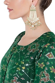 Gold Kundan Dangler Earrings