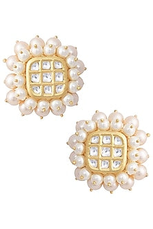 Gold Oversized Kundan Stud Earrings