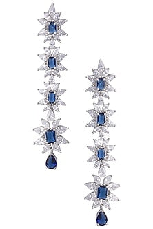 Silver Faux Sapphire and Zircon Earrings