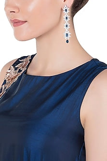 Silver Faux Sapphire and Zircon Earrings