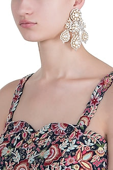 Gold plated statement kundan earrings