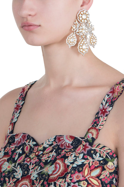Gold plated statement kundan earrings