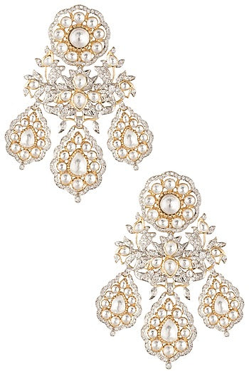 Gold plated statement kundan earrings