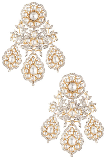 Gold plated statement kundan earrings