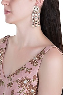 Black Rhodium Plated Faux Kundan Earrings