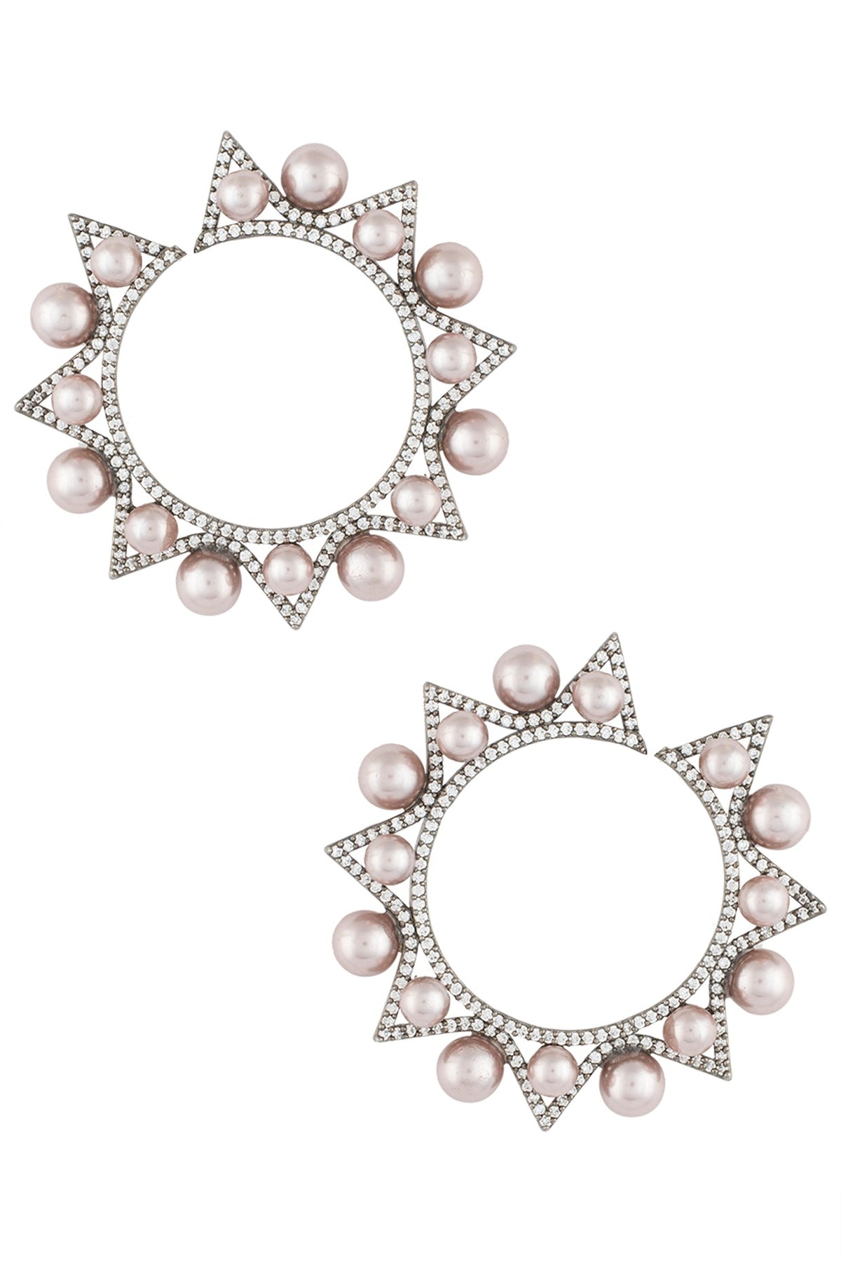 Black Rhodium Plated Pearl Contemporary Earrings