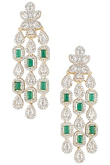 Gold Plated Faux Emerald Dangler Earrings