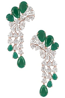 Rose Gold Finish Zircon Dangler Earrings