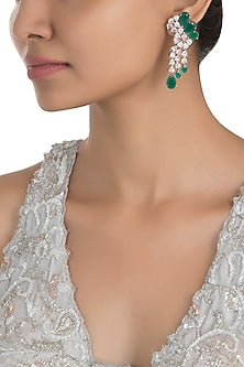 Rose Gold Finish Zircon Dangler Earrings