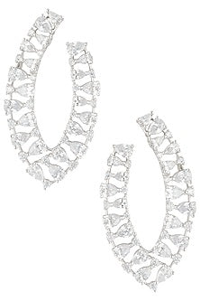 Silver Plated Faux Diamond Earrings In Silver Polish
