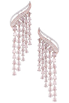 Silver Plated Faux Diamond and Rose Cut Stone Waterfall Earrings