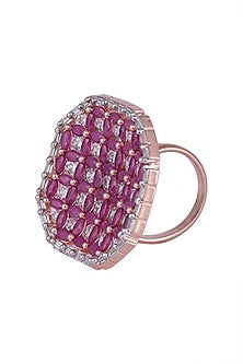 Silver Plated Faux Ruby and Diamond Ring