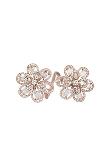 Silver Plated Faux Diamond Double Flower Ring