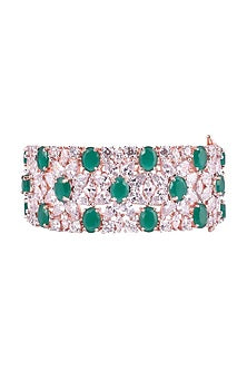 Silver Plated Faux Emerald and Diamond Bracelet