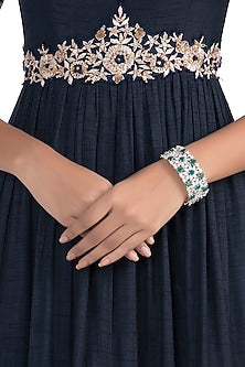 Silver Plated Faux Emerald and Diamond Bracelet