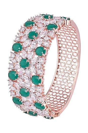 Silver Plated Faux Emerald and Diamond Bracelet