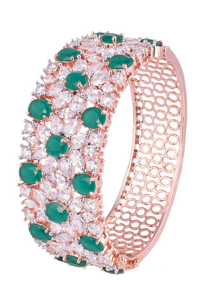 Silver Plated Faux Emerald and Diamond Bracelet