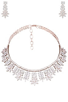 Silver Plated Faux Diamond Flare Necklace Set