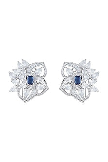 Silver plated diamond stud earrings
