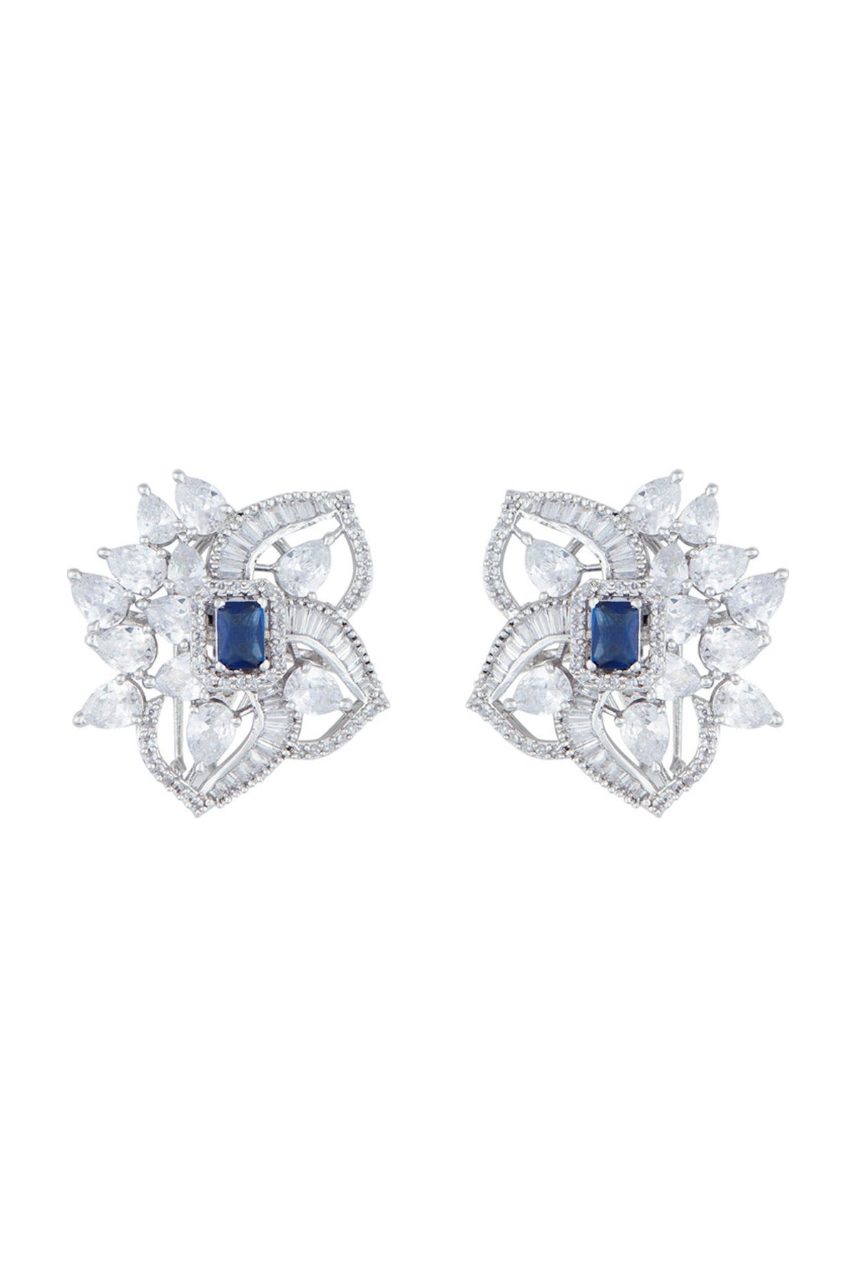 Silver plated diamond stud earrings