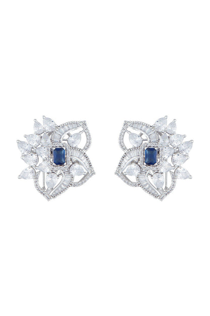 Silver plated diamond stud earrings