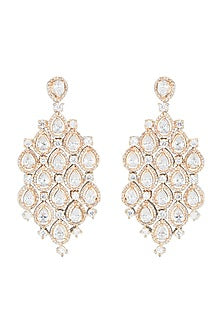 Gold plated diamond long earrings